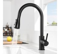 CECIPA Grifo Cocina Negro Extraible con 3 Modos, Grifo Extensible para Fregadero Monomando, Torneira Cozinha Giratorio 360 °con Caño Alto para Fregadero, Monomando con Conexión G3/8, Cepillado