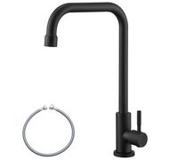 CECIPA Grifo de agua fría negro, grifo de agua fría con giratorio 360°