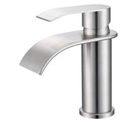 CECIPA Grifo de Baño Cepillado, Grifo de Lavabo de Acero Inoxidable con Altura de Salida 86 MM, Juego de Grifería para Baño