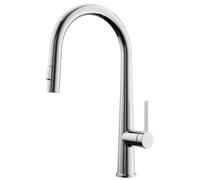 CECIPA Grifo de cocina, arco alto, alta presión, grifo de cocina con ducha, grifo extensible, grifo mezclador monomando para fregadero, dos tipos de chorro, giratorio 360°, cromo