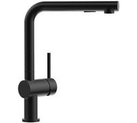 CECIPA Grifo de cocina con ducha, dos tipos de chorro de agua, grifo monomando giratorio de 360°, acero inoxidable, color negro