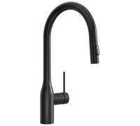 CECIPA Grifo de cocina extensible, grifo de cocina de alta presión, negro, giratorio 360°, grifo de cocina con arco alto, robusto y sin fugas, fácil instalación, grifo mezclador con caño de tracción