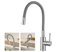 CECIPA - Grifo de cocina gris flexible, mezclador de cocina, rociado giratorio 360°, acero inoxidable 304, con mezclador de 2 chorros de espuma, ahorro de agua, 40% para cocina/lavandería