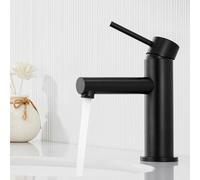 CECIPA Grifo de Lavabo Negro Griferia Baño Negro Caliente y Fría Grifo Baño Negro Mate Griferia Lavabo Negro con Altura de Salida de Agua 90mm