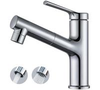 CECIPA Grifo Lavabo baño Cromo con ducha extraíble para lavar el cabello