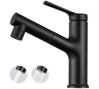 CECIPA Grifo Lavabo baño negro con ducha extraíble para lavar el cabello