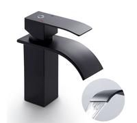 CECIPA Grifo Lavabo Negro, Grifo Cascada Negro con Altura de Salida de Agua 84 mm Monomando Mezclador Lavabo Cascada Baño en Acero Inoxidable