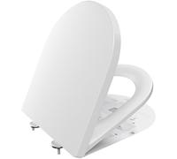 CECIPA Tapa WC con Cierre Suave, Tapa de WC Forma D Blanca, Asiento Inodoro con Liberación Rápida, Tapadera WC Antigolpes para Familia, Toilet Seat Fácil de Quitar y Limpiar - Serie DERW