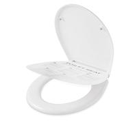 CECIPA Tapa WC Universal Forma de O, Asiento de Inodoro de Cierre Suave, Tapa Inodoro en Duroplast incl. Plantilla de Instalación para Montaje Fácil, Antibacteriana, Color Inalterable, Blanco