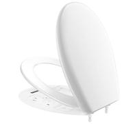 CECIPA Tapa Wc Universal Pequeño Amortiguada, Asiento Inodoro Blanco, Tapa de Vater Ovalada con Cierre Suave, Tapa de WC de Duroplast, Tapadera Wc para Familia, Tapa Inodoro-SOFETIY SERIE