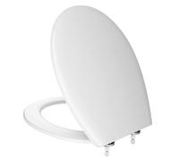 CECIPA Tapa Wc Universal Pequeño Amortiguada, Asiento Inodoro Blanco, Tapa de Vater Ovalada con Cierre Suave, Tapa de WC de Duroplast, Tapadera Wc para Familia, Tapa Inodoro-SOFETIY SERIE
