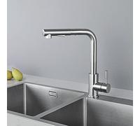 CECIPA X203S Grifo Cocina Extraible con Ducha, Fregadero Monomando con 2 Modos de Rociador, Extensible, Caño Alto Giratorio 360 °, Acero Inoxidable SUS304