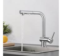 CECIPA X207C Grifos Cocina Fregadero Extraible, Grifo Monomando Acero lnoxidable con Ducha 2 Modos de Rociador, Caño Giratorio 360° Cromo Brillante