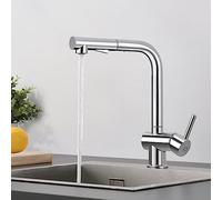 CECIPA X207C Grifos Cocina Fregadero Extraible, Grifo Monomando Acero lnoxidable con Ducha 2 Modos de Rociador, Caño Giratorio 360° Cromo Brillante