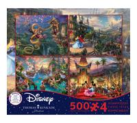 CECO - 4 en 1 Multipack - Thomas Kinkade - Coleccin Disney Dreams - Bella durmiente enredada Peter Pan & Mickey y Minnie - (4) Rompecabezas de 500 p