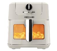Cecotec Freidora de Aire sin Aceite de 5 L con Ventana Air Fryer Cecofry Antique 5000 Window. 1500 W, Digital, Área de Cocinado de 5 L y Tecnología PerfectCook, Diseño Retro en Blanco