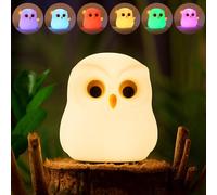 CECOMBINE Luz Nocturna Infantil, Búho USB Recargable LED Táctil Lámpara, Brillo Ajustable Luz Bebe Nocturna que Cambia de Color para el Dormitorio, Cuarto de Niños, Adultos