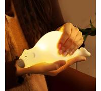 CECOMBINE Luz nocturna LED para niños, diseño de oso tumbado, 3modos de luz, luz nocturna para bebé,lámpara de noche de carga USB, temporizador de 30 minutos y control táctil,decoración de habitación