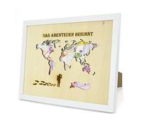 CECOMBINE Marco de fotos, regalo de dinero, mapa del mundo, hucha de viaje, regalo de boda, regalo de boda para personalización, regalo de dinero, embalaje de madera auténtica