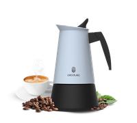 Cecotec Cafetera Italiana Piccolina 200 Blue. Capacidad 100ml para 2 Tazas, Diseño Elegante en Acero, Filtro Acero Inoxidable, Apta para todas las Superficies, Válvula de seguridad, Cierre Silicona