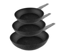 Cecotec 03159 - Set de Sartenes de 18 Cm, 22 Cm y 26 Cm Polka Exclusive Bucket Set Wood & Rock