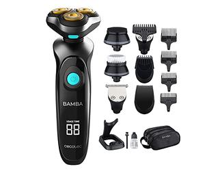 Cecotec Afeitadora Multigrooming Bamba PrecisionCare TwistGroom 10in1, Base de carga, Batería de Litio, Cuchillas de Acero Inox con Recubrimiento de Titanio, Pantalla Digital y Waterproof, Color Gris
