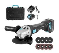 Cecotec Amoladora Angular a Batería RadialPower 2120 Freemove. Batería 21V, Motor sin Escobillas, Compatible con Discos de 125mm, Velocidad hasta 12.000rpm, Incluye 8 Discos y Maletín