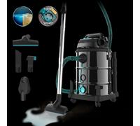 Cecotec Aspirador de Sólidos y Líquidos de Metal con Cable de 30L Conga Rockstar Wet & Dry Steel Pro Tool. 1600W, Mayor Durabilidad y Resistencia, Incluye Enchufe para Herramientas, Kit de Accesorios