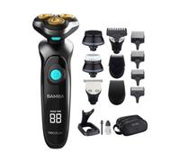 Cecotec Afeitadora Multigrooming Bamba PrecisionCare TwistGroom 10in1, Base de carga, Batería de Litio, Cuchillas de Acero Inox con Recubrimiento de Titanio, Pantalla Digital y Waterproof, Color Gris