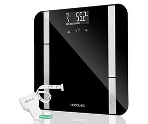 Cecotec Báscula de Baño Digital Surface Precision 9450 Full Healthy. Alta precisión, Plataforma de Cristal templado de seguridad, Pantalla LCD, Capacidad máxima de 180kgr, Cinta métrica