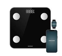 Cecotec Báscula de Baño Inteligente con App Surface Precision Smart. Bluetooth y 24 Parámetros, Tamaño 30x30cm, 4 Sensores, Capacidad Máxima 180kg, Funciona con Pilas