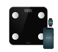 Cecotec Báscula de Baño Inteligente con App Surface Precision Smart. Bluetooth y 24 Parámetros, Tamaño 30x30cm, 4 Sensores, Capacidad Máxima 180kg, Funciona con Pilas