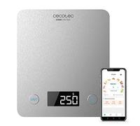 Cecotec Báscula de Cocina Cook Control 10000 Connected con App, Acabado en Acero INOX, precisión de 1 gr, Capacidad de 5 kg, Pantalla LCD, diseño extraplano, Recubrimiento antihuellas