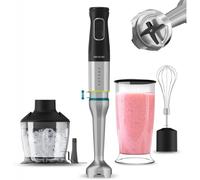 Cecotec Batidora de Mano Katana 12 Chop B. 1200 W, 21 Velocidades y Turbo, 4 Hojas con Titanio Negro, Campana antisalpicaduras
