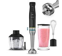 Cecotec Batidora de Mano Katana 15 TotalDestroy Chop B. 1500 W. Cuchillas dobles, 21 velocidades y Turbo, 4 hojas con Titanio Negro, Pie extralargo, Kit Accesorios