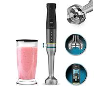 Cecotec Batidora de Mano Katana 15 TotalDestroy Jar G. 1500 W, 21 Velocidades y Turbo, Sistema de Dobles cuchillas, 4 hojas con Titanio Negro, Campana Antisalpicaduras, Vaso 800 ml