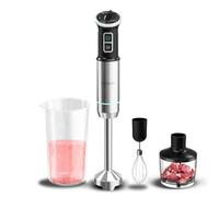 Cecotec Batidora de Mano Power Neutron 1100MAX Pro. 1100W Potencia Máxima, 4 Cuchillas Recubrimiento de Titanio, Velocidad Ajustable, Función Turbo, Pie XL, Vaso 800ml, Picadora y Varilla Montaclaras