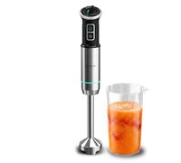 Cecotec Batidora de Mano Power Neutron 1100MAX Ultra. 1100W, Cuchillas de Titanio Negro, Pie Extralargo, Campana Antisalpicaduras, Fácil Desmontaje, Velocidad Ajustable y Función Turbo