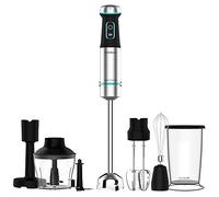 Cecotec Batidora de mano Power TitanBlack 1200 XL PerfectCream&Crush. 1200 W, Cuchillas de 4 hojas, Pie XL, Campana antisalpicaduras, Incluye picadora con cuchilla, varillas batidoras y pasapurés