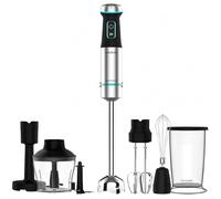 Cecotec Batidora de mano Power TitanBlack 1200 XL PerfectCream&Crush. 1200 W, Cuchillas de 4 hojas, Pie XL, Campana antisalpicaduras, Incluye picadora con cuchilla, varillas batidoras y pasapurés