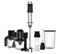 Cecotec Batidora de mano Power TitanBlack 1500 XL TotalMix. Potencia 1500 W, Cuchillas 4 hojas con recubrimiento titanio, Pie XL, Campana antisalpicaduras, Velocidad ajustable, Función Turbo