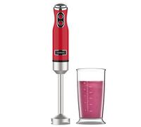 Cecotec Batidora de Mano Retro Power RetroRed 1200MAX. 1200W Potencia Máxima, Cuchilla de 4 Hojas con Recubrimiento de Titanio Negro, 2 Velocidades, Vaso de 0,5L, Diseño Vintage