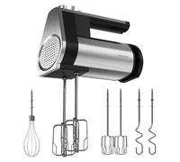 Cecotec Batidora de Varillas PowerTwist 500 Full Steel. 500 W, 5 Velocidades más Función Turbo, 3 Accesorios: Varilla de Globo, Varillas Batidoras y Garfios Amasadores, Diseño Ergonómico
