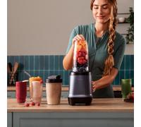 Cecotec Batidora de vaso individual Nutriblender Fusion, Potencia 1000 W, 6 Cuchillas Recubrimiento Titaneo Negro, Smothies