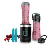 Cecotec Batidora Vaso Portátil Individual Power Titanium 350 EasyGo. 350W, Pica Hielo, Cuchillas 4 Hojas Recubrimiento de Titanio Negro, Incluye 2 Tubos Refrigeradores, 2 Vasos Portátiles y 2 Tapas