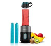 Cecotec Batidora de Vaso Individual Power Titanium 650 EasyGo Inox. 650W, Cuchilla 4 hojas con Recubrimiento de Titanio Negro, Incluye 2 Tubos Refrigeradores y 2 Vasos Resistentes de 600ml