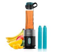 Cecotec Batidora de Vaso Individual Power Titanium Fresh&Go. 450W, Cuchilla 4 hojas con Recubrimiento de Titanio Negro, Incluye 2 Tubos Refrigeradores y 2 Vasos Resistentes de 600ml