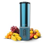 Cecotec Batidora de Vaso Portátil con 11,1V Power Titanium Shake2Go Lagoon Steel. 180W, Vaso Metal 600ml Libre BPA, 3 Programas Automáticos, Carga USB-C, Bebidas Frías por Más Tiempo
