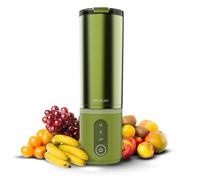 Cecotec Batidora de Vaso Portátil con 11,1V Power Titanium Shake2Go Olive Steel. 180W, Vaso Metal 600ml Libre BPA, 3 Programas Automáticos, Carga USB-C, Bebidas Frías por Más Tiempo