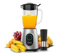 Cecotec Batidora de Vaso Power Black Titanium 2000MAX Inox. 1800W, 27800RPM, Cuchillas Titanio Negro, Jarra Vidrio 1.8L apta Lavavajillas, 2 Velocidades, Pulse, Pica Hielo, Filtro Licuados sin Pulpa